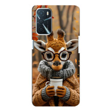Друкований чохол 'Звірята з кавою' для Oppo A16 – Жираф з кавою