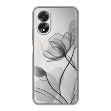 Чехол с цветочным принтом на Оппо А17 (Черные цветы)