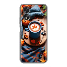Чехол с уникальным дизайном «Осень с кофе» для Oppo A17 – Кофе и тыквы