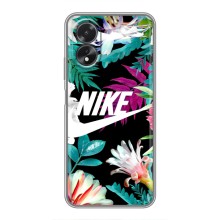 Силиконовый Чехол на Oppo A17 с картинкой Nike – Цветочный Nike