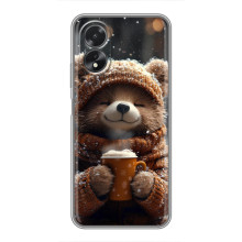 Печатный чехол «Зверята с кофе» для Oppo A17 – Мишка с кофе