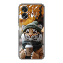 Печатный чехол «Зверята с кофе» для Oppo A17 – Тигр с кофе