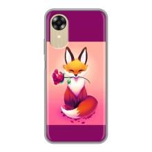 Чехлы с картинкой Лисички для Oppo A17k (VPrint) (Лисичка с розочкой)