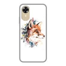 Чехлы с картинкой Лисички для Oppo A17k (VPrint) (Лисичка в цветочках)