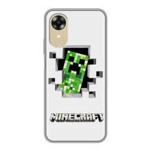 Чехол Майнкрафт на Oppo A17k (AlphaPrint) Minecraft (крипер Майнкрафт)