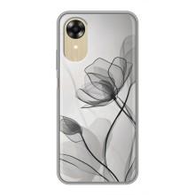 Чехол с цветочным принтом на Оппо А17к – Черные цветы