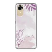 Чехол с цветочным принтом на Оппо А17к – Фиолетовые листья