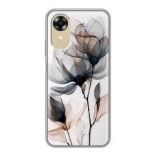 Чехол с цветочным принтом на Оппо А17к – Цветы на белом