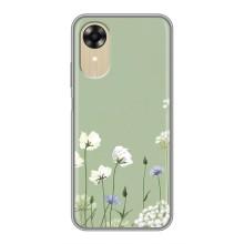 Чехол с цветочным принтом на Оппо А17к – Цветы на зеленом