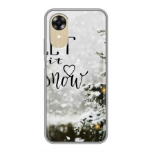 Новогодние, Праздничные Чехлы для Oppo A17k - 2024 год (Let it snow)