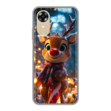 Яркий чехол для Oppo A17k с Зимними Оленятами – Олень в шарфе
