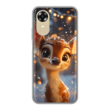 Яркий чехол для Oppo A17k с Зимними Оленятами – Оленёнок среди гирлянд