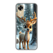 Яркий чехол для Oppo A17k с Зимними Оленятами – Оленёнок в лесу