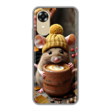 Друкований чохол 'Звірята з кавою' для Oppo A17k – Мишка з кавою