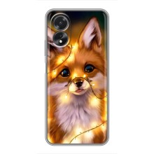Чехлы с картинкой Лисички для Oppo A18 (VPrint) (Лисичка в гирляндах)