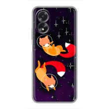 Чехлы с картинкой Лисички для Oppo A18 (VPrint) (Лисички космонавты)
