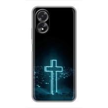 Чехол для Oppo A18 (AlphaPrint) - (Христианские) (Крест и город)