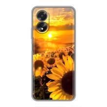 Чехол с Цветами для Oppo A18 (поле подсолнухов)