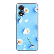 Чехол с Цветами для Oppo A18 (ромашки на голубом)