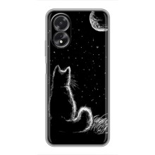 Чехол с принтом для Oppo A18 (AlphaPrint) Модные коты (Котик и луна)