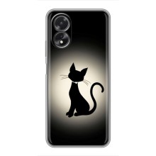 Чехол с принтом для Oppo A18 (AlphaPrint) Модные коты (Силуэт котика)