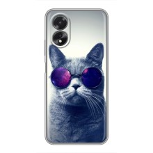 Чехол с принтом для Oppo A18 (AlphaPrint) Модные коты (Стильный кот)