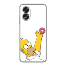 Чехол с Симпсонами для Oppo A18 (VPrint) (Гомер с пончиком)