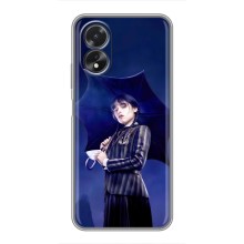 Чехлы Венсдей на Oppo A18 Уэнсдей (AlphaPrint) (Уэнздей с зонтом)