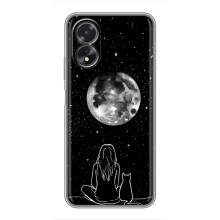 Чехол с рисунком кот на Oppo A18 (Девушка с котом)