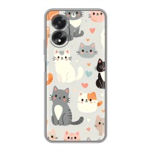 Чехол с рисунком кот на Oppo A18 (Коллаж котов)