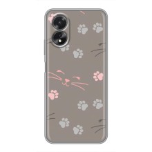 Чехол с рисунком кот на Oppo A18 (Лапы и усы)