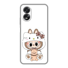 Чехол с принтом Лабубу для Oppo A18 – Белый Лабубу