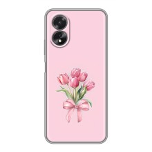 Чехол с розовым рисунком для Oppo A18 (Букет цветов)