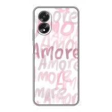 Чехол с розовым рисунком для Oppo A18 (Любовь)