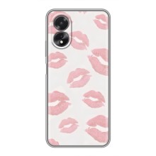 Чехол с розовым рисунком для Oppo A18 (Розовые губы)