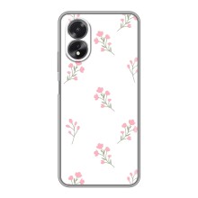 Чехол с розовым рисунком для Oppo A18 (Розовые цветы)