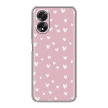 Чехол с розовым рисунком для Oppo A18 (Сердечки на розовом)