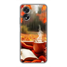 Чехол с уникальным дизайном «Осень с кофе» для Oppo A18 – Кофе и дождь