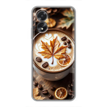 Чехол с уникальным дизайном «Осень с кофе» для Oppo A18 – Пряный кофе