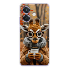 Друкований чохол 'Звірята з кавою' для OPPO A3 – Жираф з кавою