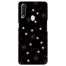 Чехол с розовым рисунком для Oppo A31 (Розовые цветы на черном)
