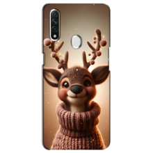 Яскравий чохол для Oppo A31 з Зимові Оленята – Олень в светрі