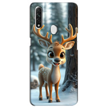 Яскравий чохол для Oppo A31 з Зимові Оленята – Оленятко в лісі