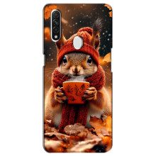 Печатный чехол «Зверята с кофе» для Oppo A31 – Белка с кофе