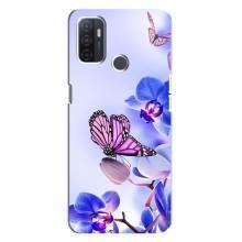 Чохли з квітами для Oppo A32 (VPrint) (Метелик на квітах)