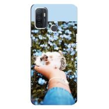 Чехлы с изображением разных животных для Oppo A32 (Ежик на руках)
