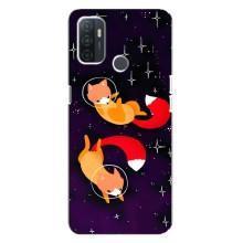 Чехлы с картинкой Лисички для Oppo A32 (VPrint) (Лисички космонавты)