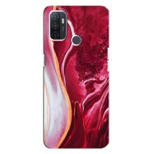 Чохол для ОППО А32 - з принтом (Дизайнерські) (AlphaPrint) (Мрамор червоний)