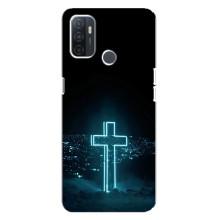 Чехол для Oppo A32 (AlphaPrint) - (Христианские) (Крест и город)