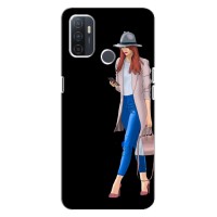 Чехол с картинкой Модные Девчонки Oppo A32 (Девушка со смартфоном)